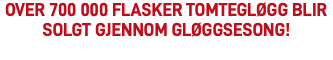 Over 700 000 flasker Tomtegløgg blir solgt gjennom gløggsesong!​